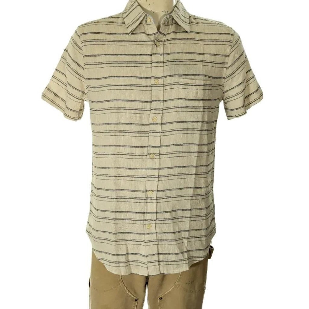 Ben Sherman Mens Linen Blend Short Sleeve Button Down Shirt Sz XL NWT $89